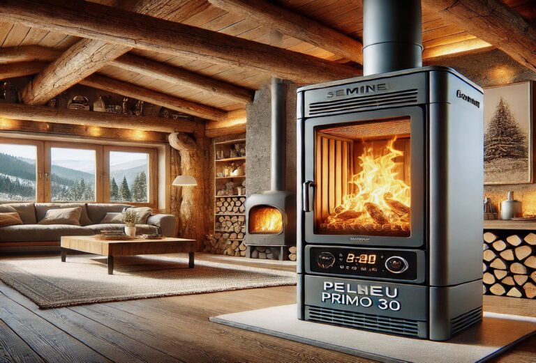 Șemineu pe peleți Primo 30 cu aer cald – soluția ideală pentru confort rustic în Craiova sau la munte