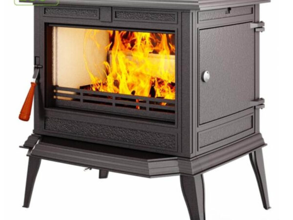 Sobă din fontă și căptușită cu vermiculită, KAWMET Premium ATHENA S12 ECO, putere 12,3 KW, randament 77%, clasa energetică A, certificat EcoDesign. Garanție 5 ani!